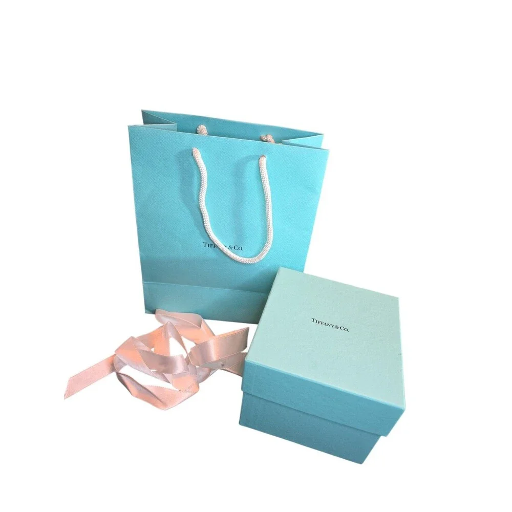 Tiffany & Co Packaging Empty Signature Blue Gift Bag Ribbon & Box USED 3 Piece